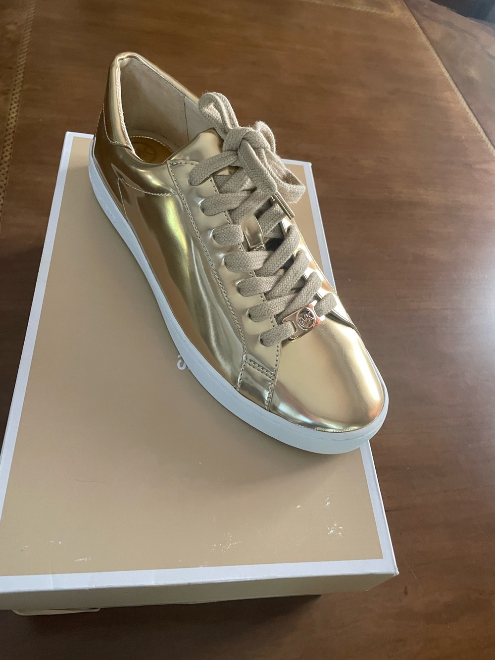 Michael Kors Metallic  Gold Low-Top Lace-Up Sneaker